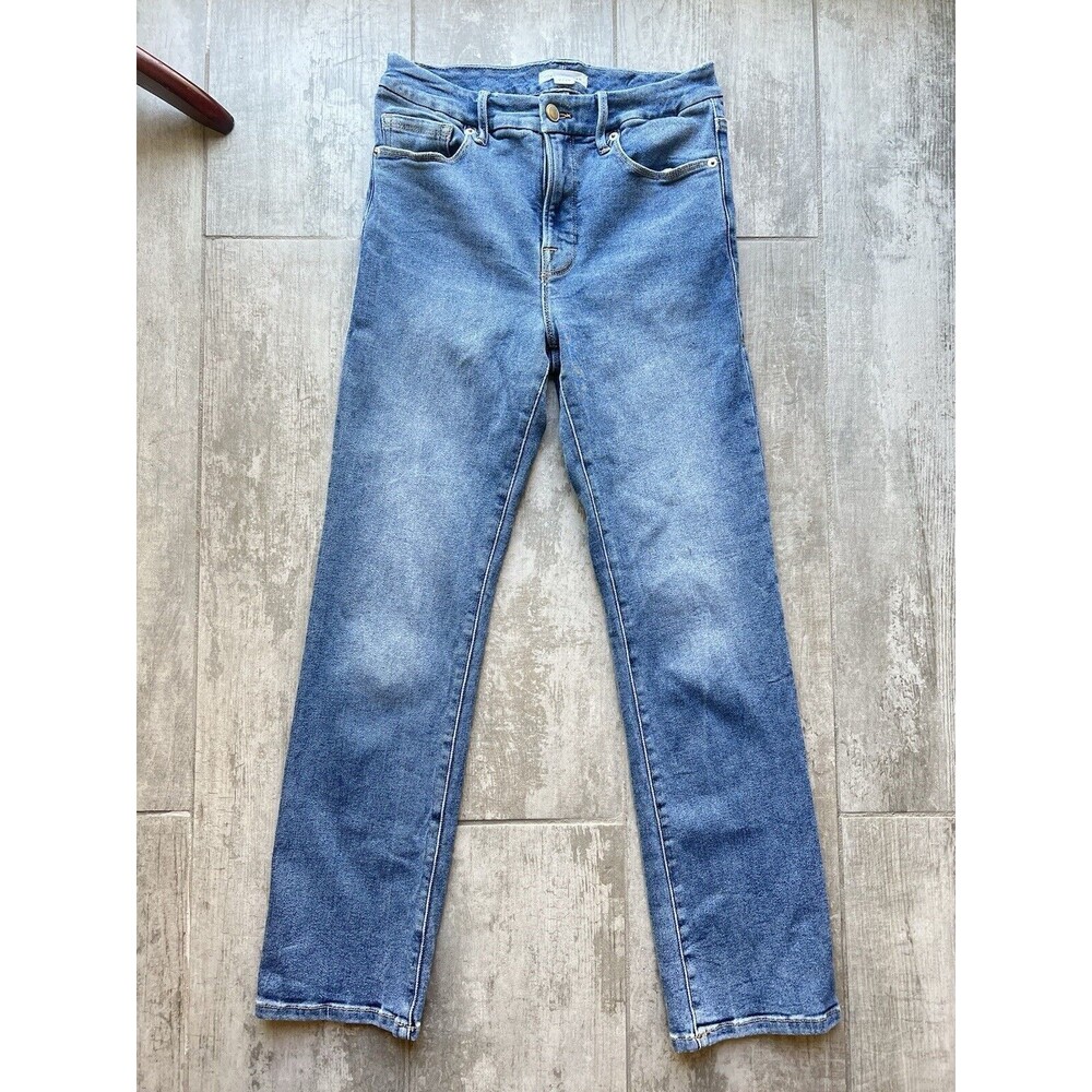 Good American GOOD LEGS STRAIGHT JEAN GSPBY941T Deco Yoke High Rise Stretch 2 26 - Picture 6 of 15